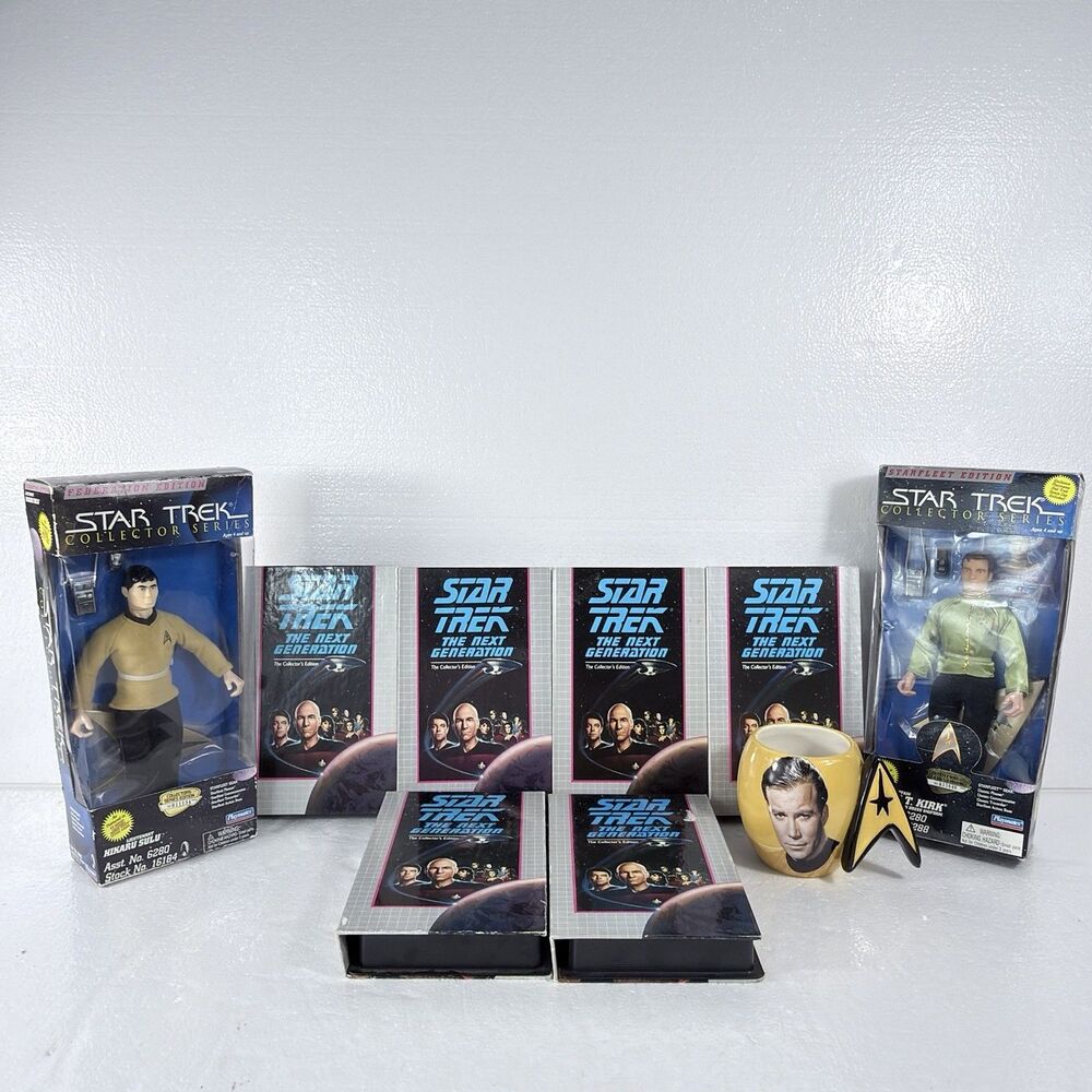Star Trek Next Generation VHS Action Figure Mug Lot Captain Kirk Lt Sulu Vintage